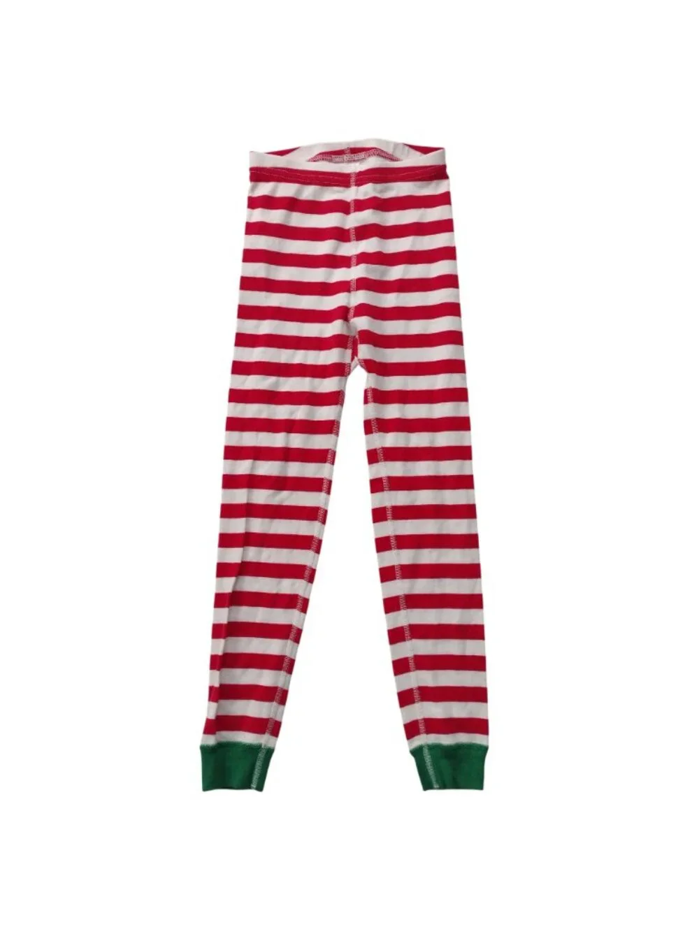 Hanna Andersson Christmas Stripe Pajamas Sz 6-7 Red White Long John Pjs